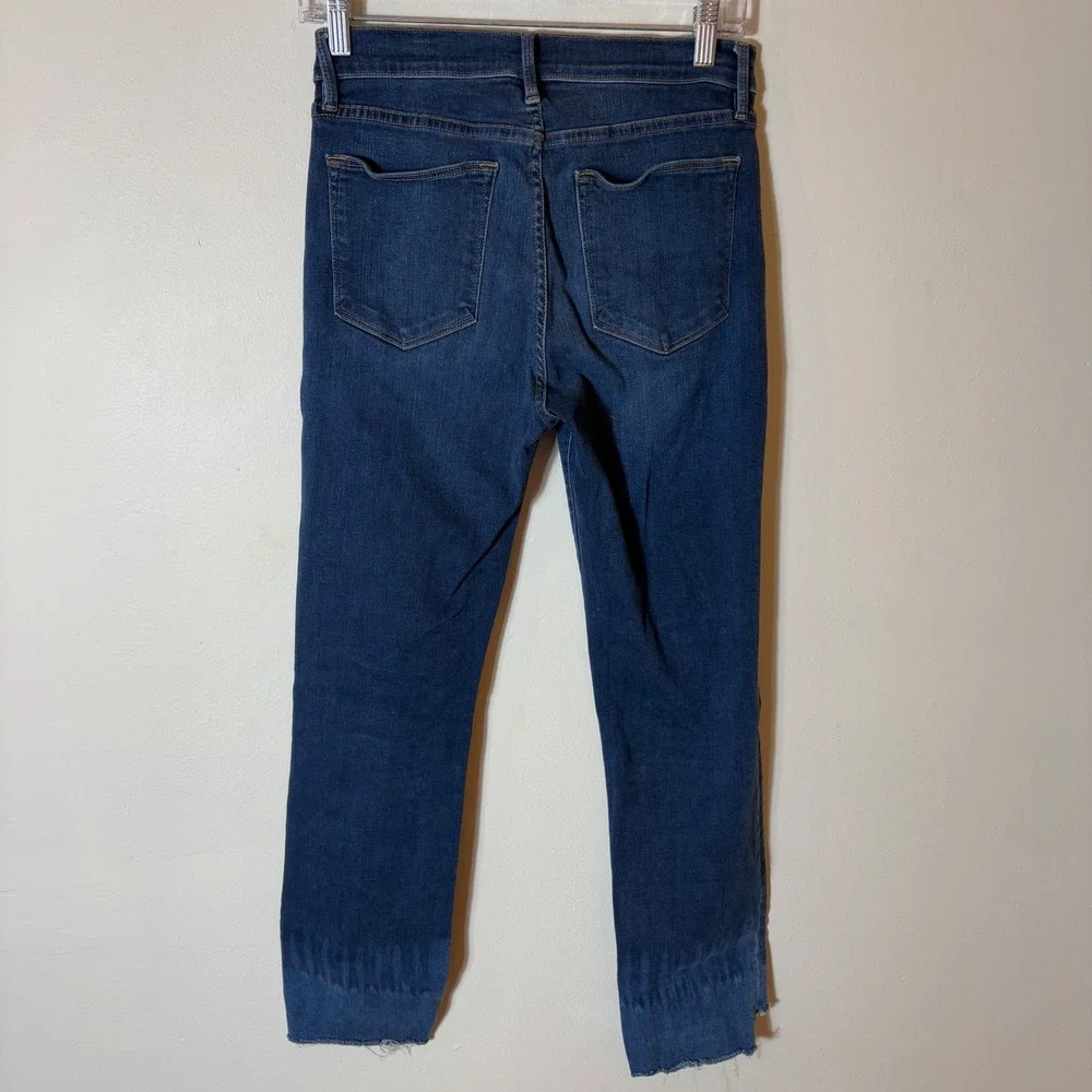 FRAME Denim Le High Straight Leg Jeans Size‎ 29 Dark Wash Frayed Hem